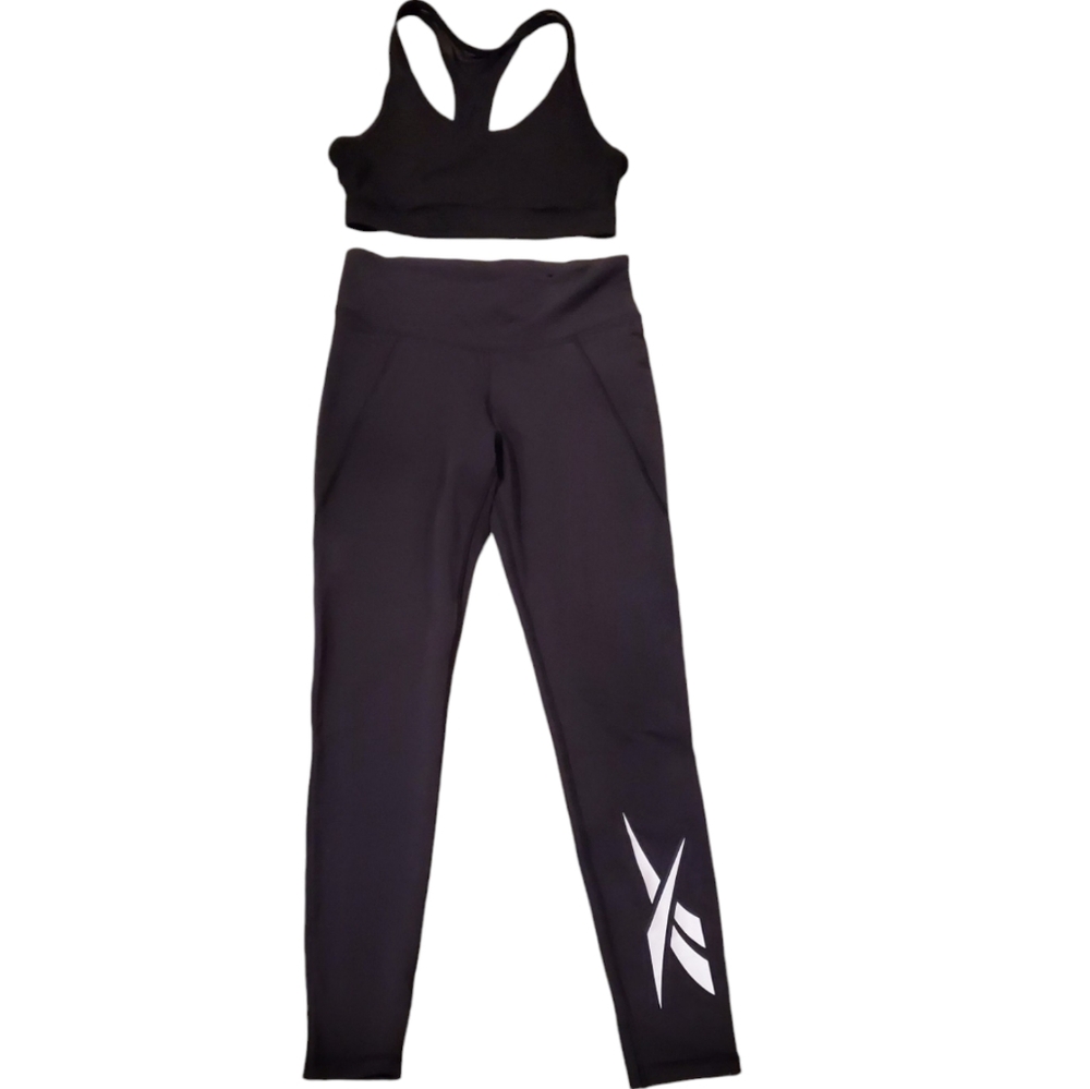 Reebok Lux Women's Legging  and Sport Bra Size Small - Black (1 Set)